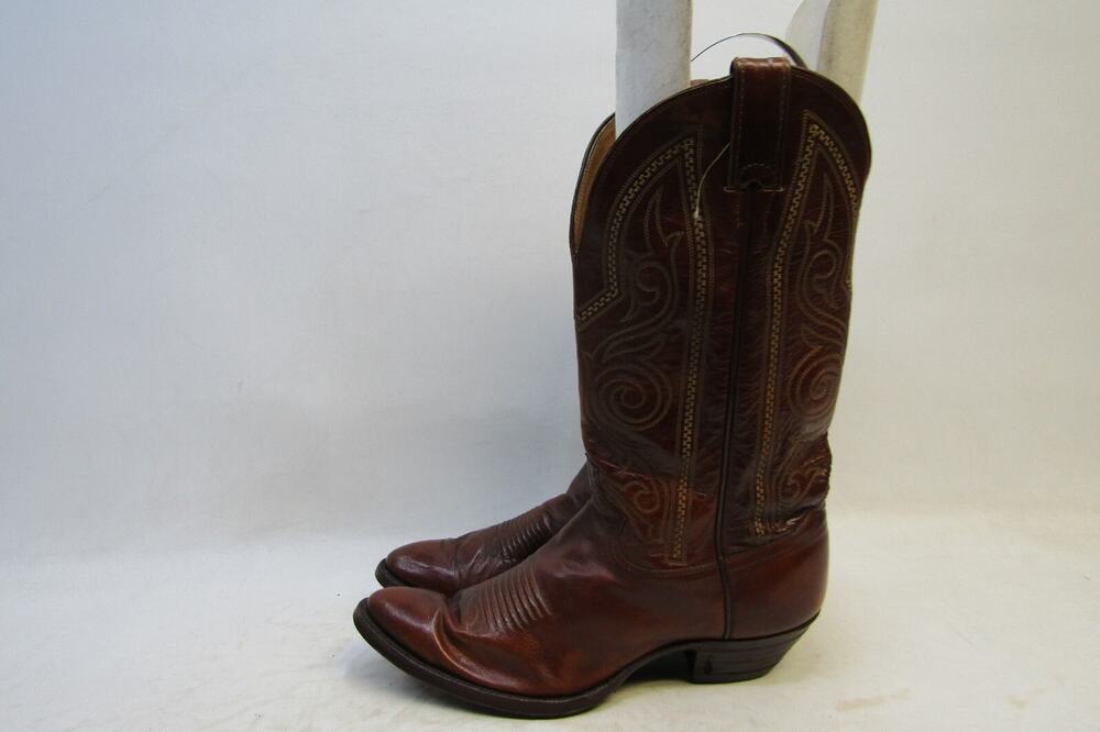 Justin Mens Size 9 E Brown Leather Cowboy Western Boots